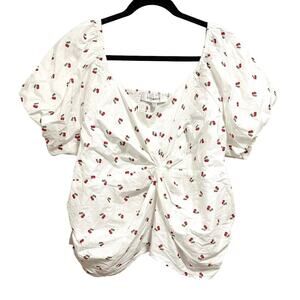 NWT Lily White Cherry Print Blouse Size 3X